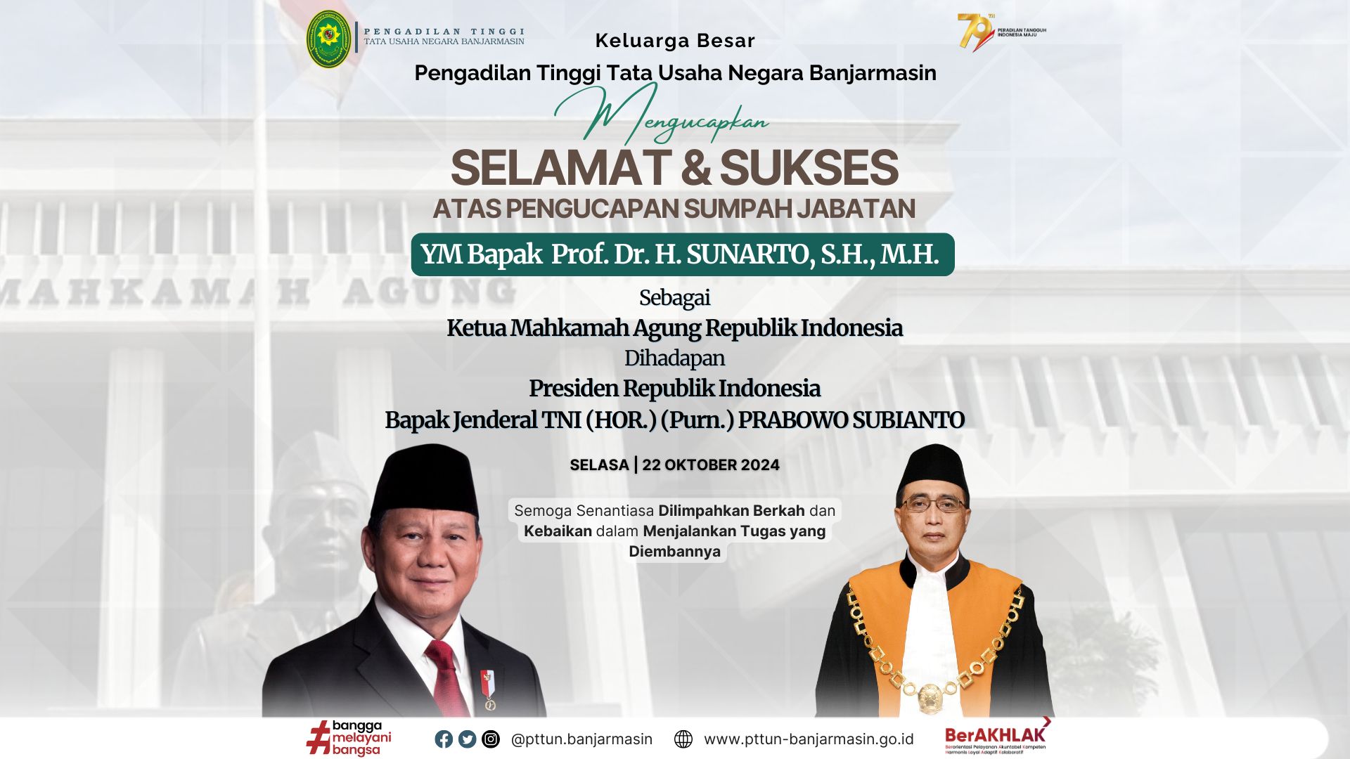 Pengucapan Sumpah Jabatan Ketua Mahkamah Agung Republik Indonesia 2024 - 2029